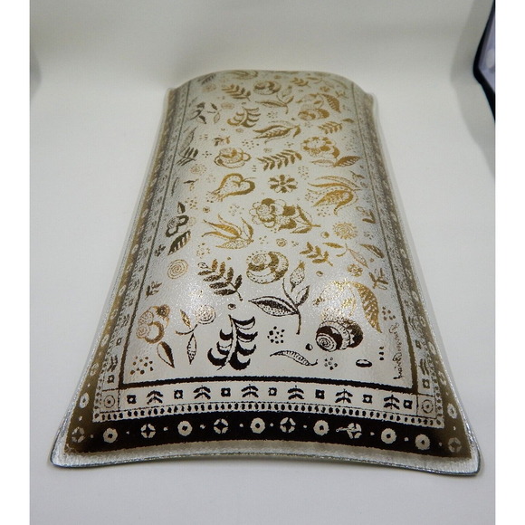 Georges Briard Glass Gold Persian Garden Plate Tray 11 Inch - Picture 8 of 11